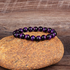 Pulseira Olho de Tigre Roxo - Pedra Natural - TUDOPARATI