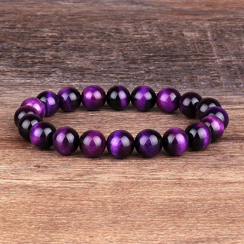 Pulseira Olho de Tigre Roxo - Pedra Natural - TUDOPARATI