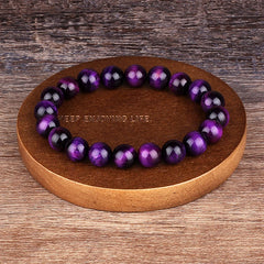 Pulseira Olho de Tigre Roxo - Pedra Natural - TUDOPARATI