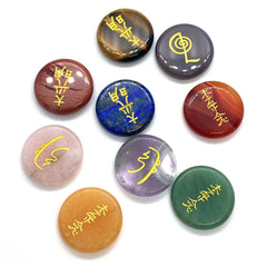 Conjunto de 4 contas de pedra natural,símbolo, reiki - TUDOPARATI