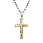 Colar aço inoxidável unissex com cruz de Jesus - TUDOPARATI