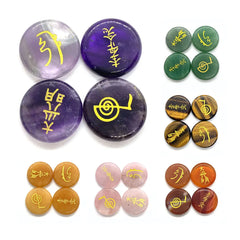 Conjunto de 4 contas de pedra natural,símbolo, reiki - TUDOPARATI