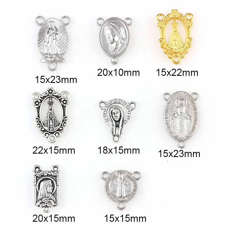 20 pçs encantos religiosos três furos colar link charme pingentes jóias fazendo diy acessórios de jóias - TUDOPARATI