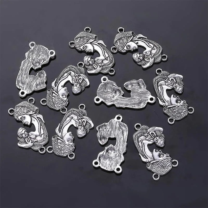 Vintage Bronze Connector Colar Pulseira, Rosário Católica, Muitos Jesus Cristo Estátua, Pulseira Triângulo, 10Pcs - TUDOPARATI