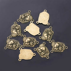 Vintage Bronze Connector Colar Pulseira, Rosário Católica, Muitos Jesus Cristo Estátua, Pulseira Triângulo, 10Pcs - TUDOPARATI