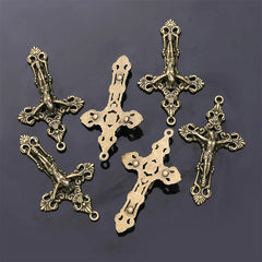Vintage Bronze Connector Colar Pulseira, Rosário Católica, Muitos Jesus Cristo Estátua, Pulseira Triângulo, 10Pcs - TUDOPARATI