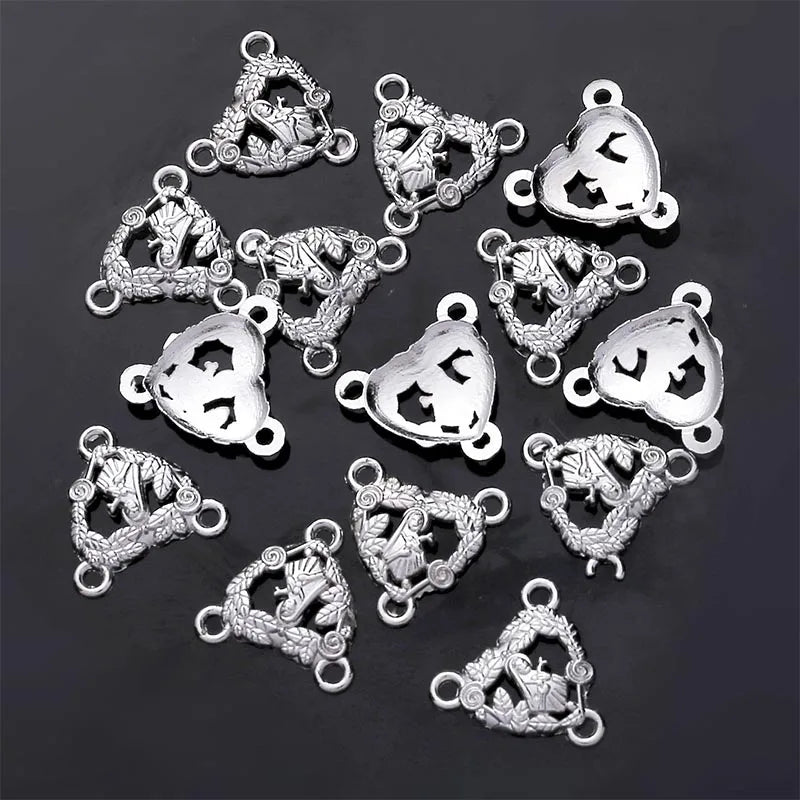 Vintage Bronze Connector Colar Pulseira, Rosário Católica, Muitos Jesus Cristo Estátua, Pulseira Triângulo, 10Pcs - TUDOPARATI